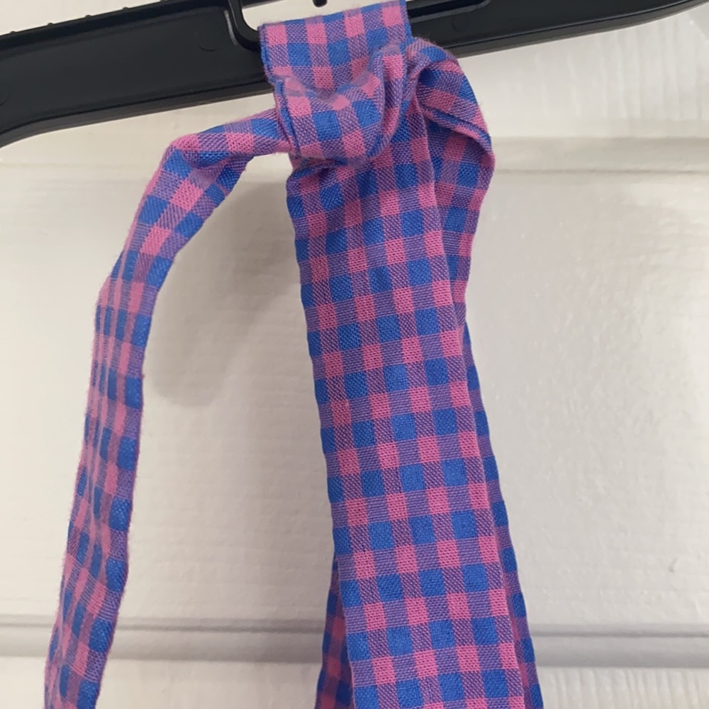 Blue & pink gingham crop top - not functional strap ties - size M - Picture 2 of 6